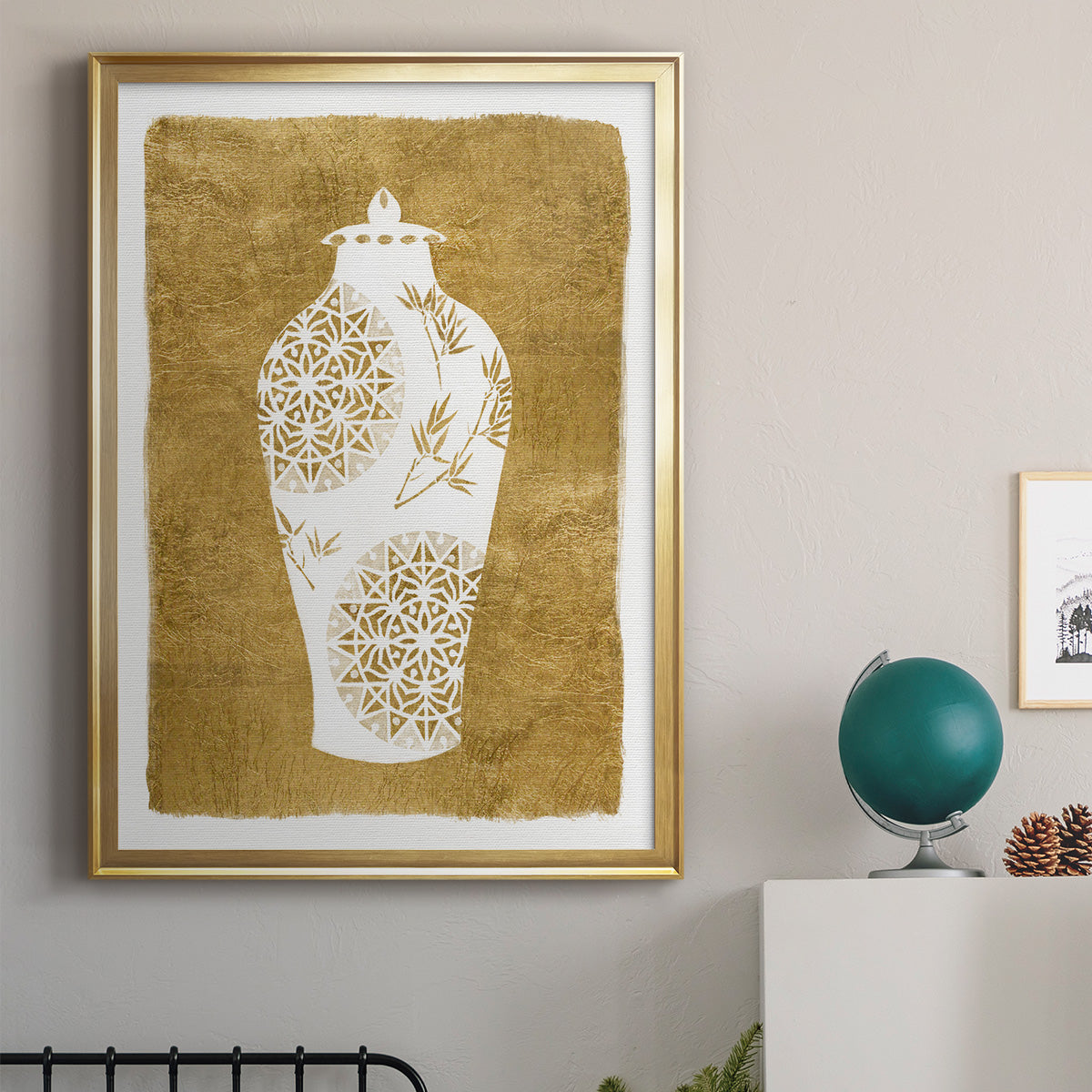 Golden Urn II - Modern Framed Canvas Print