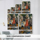 Size comparison chart for canvas art prints, showing multiple size options.