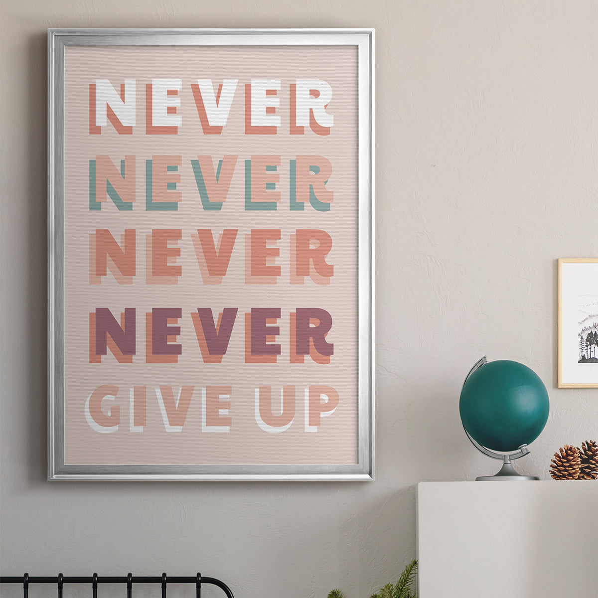 Never Give Up - Modern Framed Canvas Print