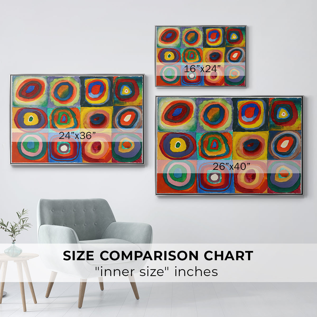Color Study: Squares with Concentric Circles, 1913 - Floater Framed Canvas Print