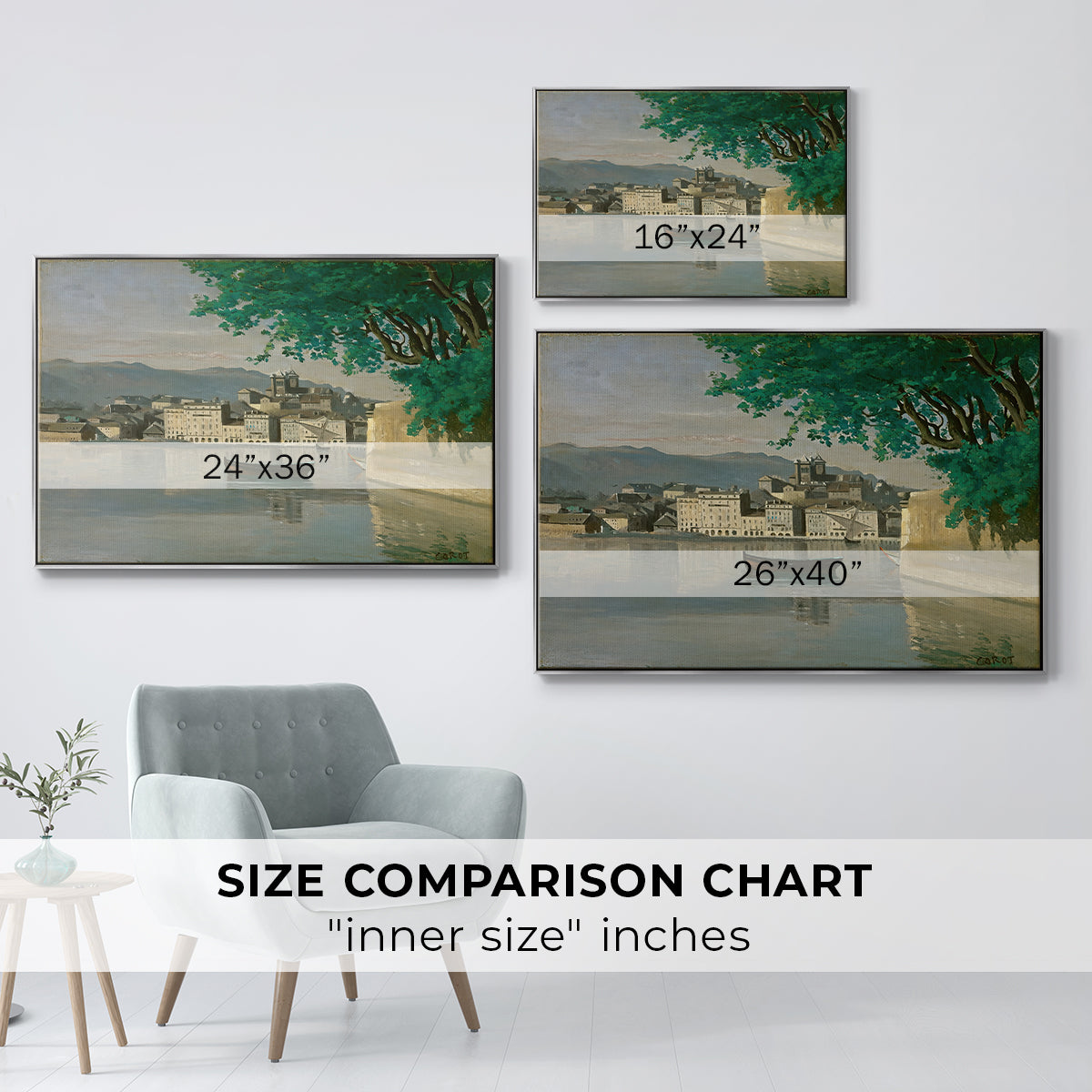 Geneva View of Part of the City, c. 1834-1835 - Floater Framed Canvas Print