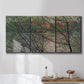 Three-panel canvas wall art featuring spring countryside with fresh foliage, displayed in a bathroom above a bathtub.