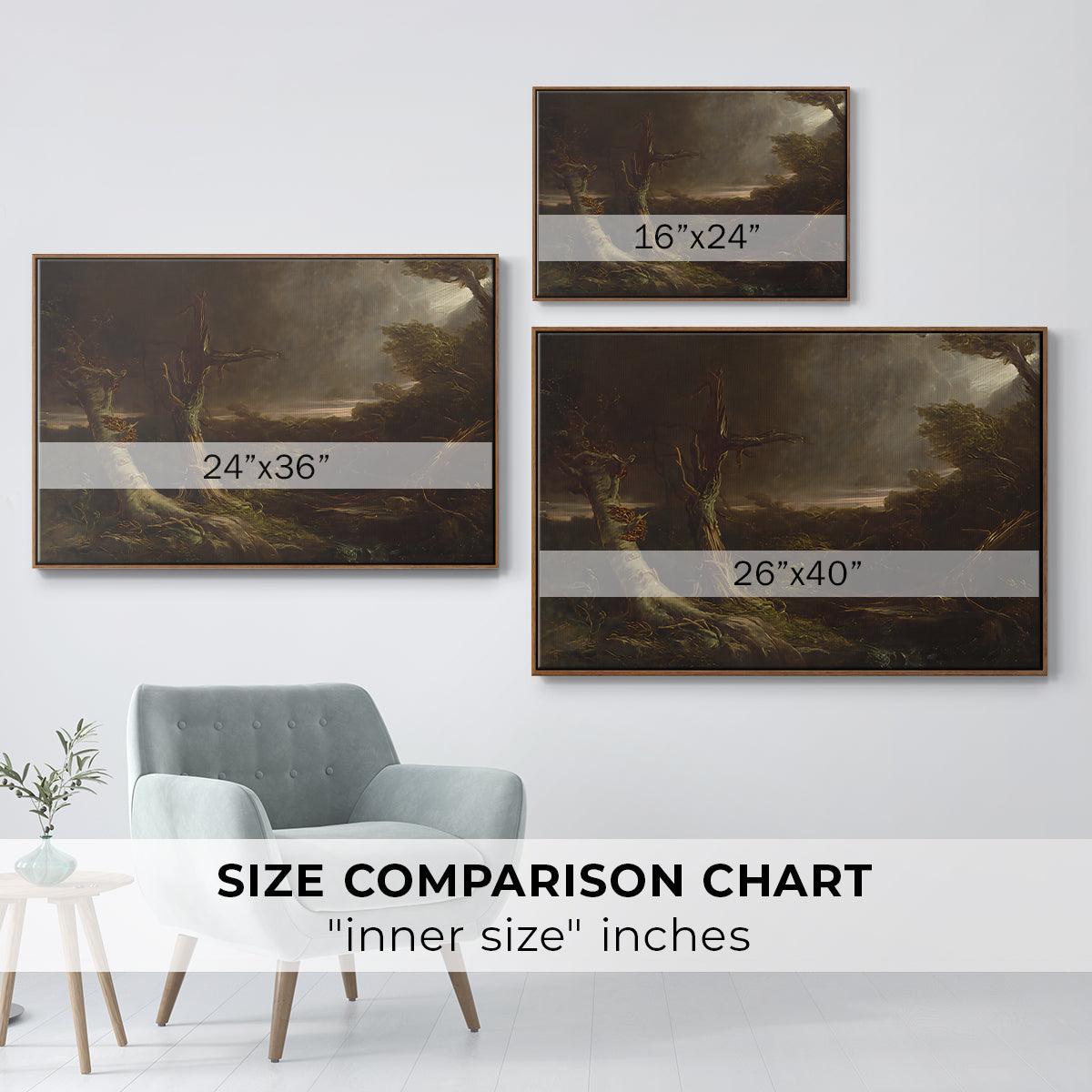 Tornado in an American Forest, 1835 - Floater Framed Canvas Print