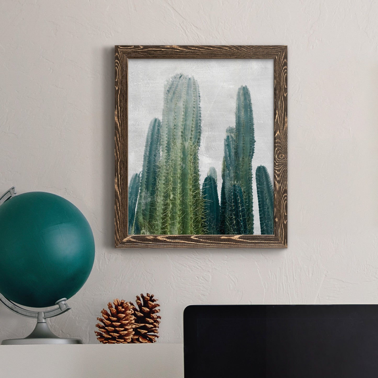 Aruba Cacti I - Premium Canvas Framed in Barnwood - Ready to Hang