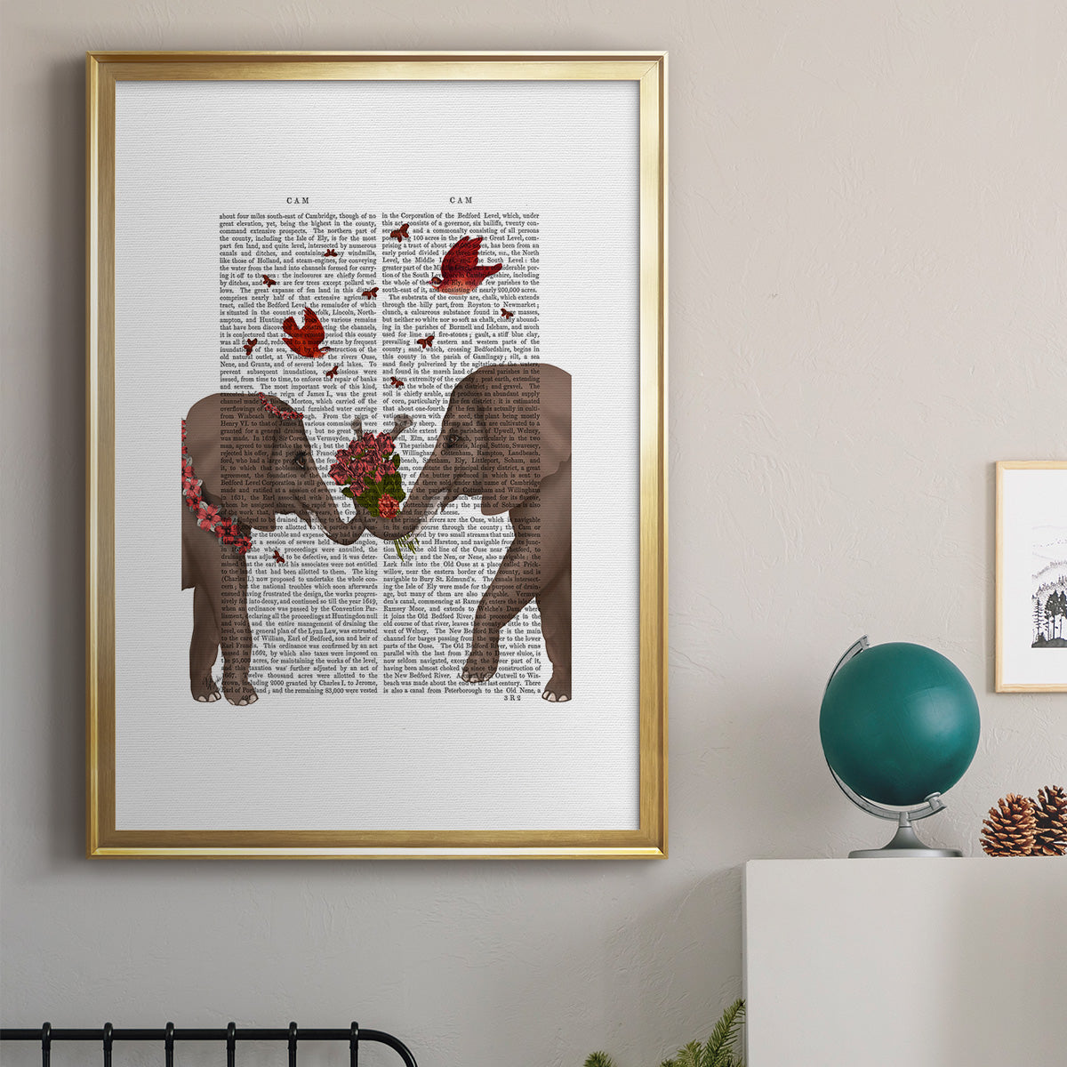 Elephant Bouquet, Portrait - Modern Framed Canvas Print