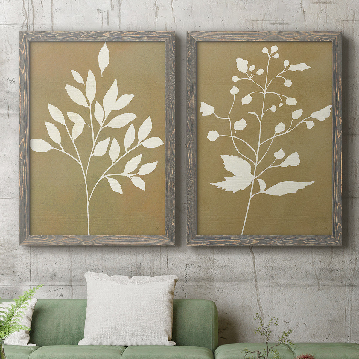 Honey Botanical I   - Premium Framed Canvas 2 Piece Set - Ready to Hang