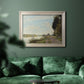 Impressionist river scene with red boats by Claude Monet in an ornate champagne frame displayed in a dark-toned interior setting.