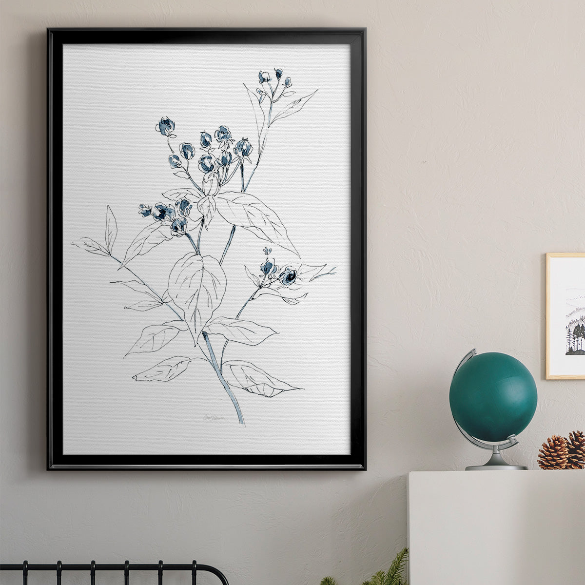 Indigo Sketch I - Modern Framed Canvas Print