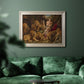 Dramatic biblical painting of Daniel with lions by Peter Paul Rubens in an ornate champagne frame displayed in a dark-toned interior setting.