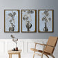 Graphic Flowers in Vase I - Framed Premium Gallery Wrapped Canvas L Frame 3 Piece Set - Ready to Hang