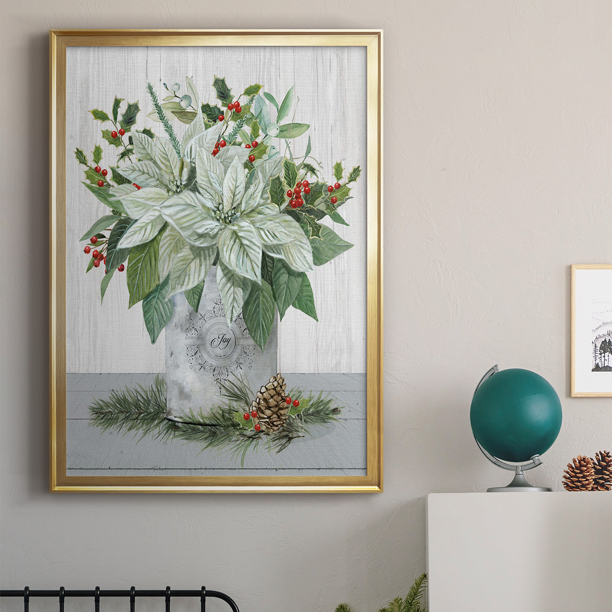 Farmhouse Christmas Joy - Modern Framed Canvas Print