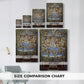 Size comparison chart for canvas art prints, showing multiple size options.