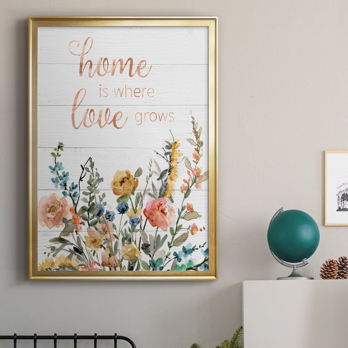 Home is Where Love Grows - Modern Framed Canvas Print