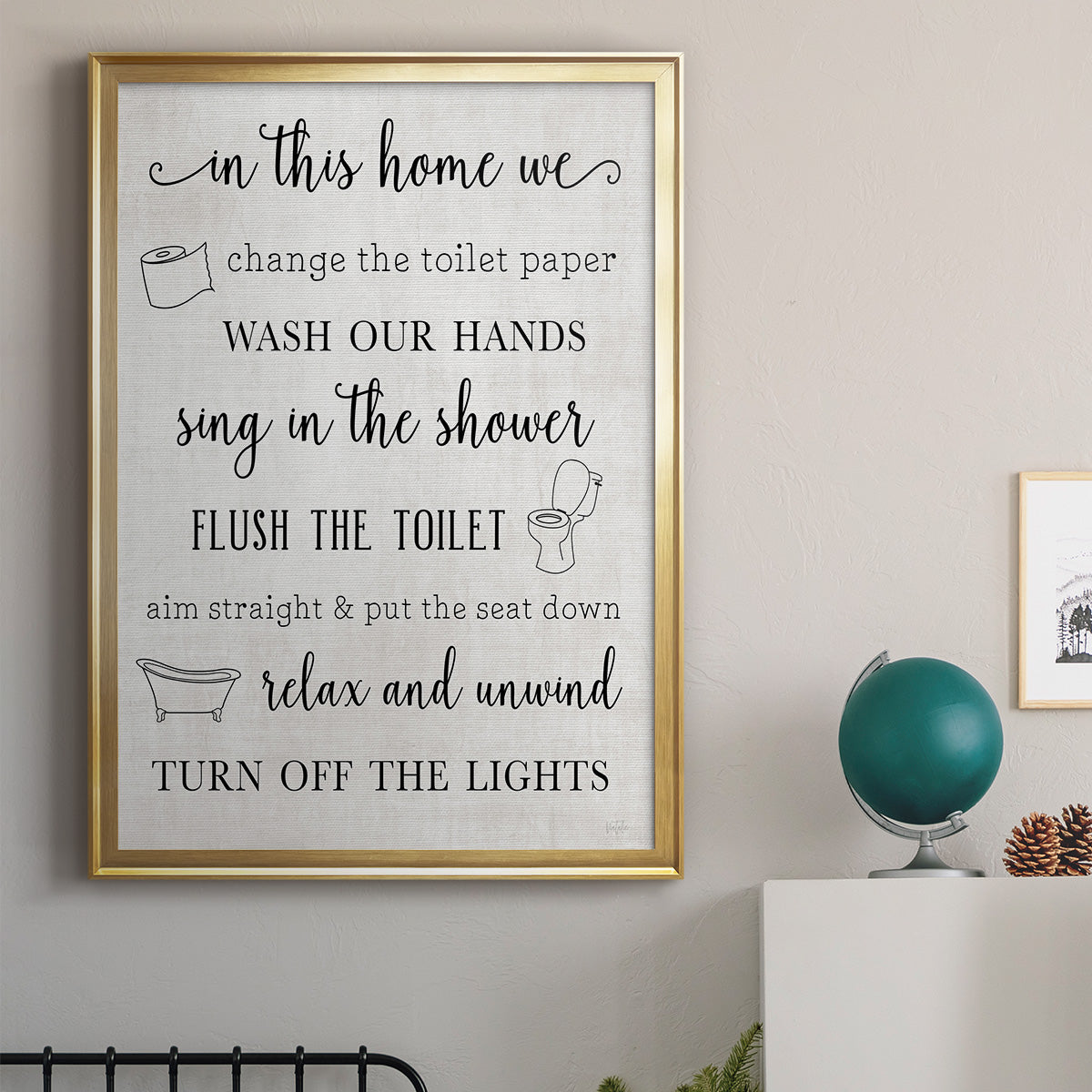 In This Bathroom - Modern Framed Canvas Print