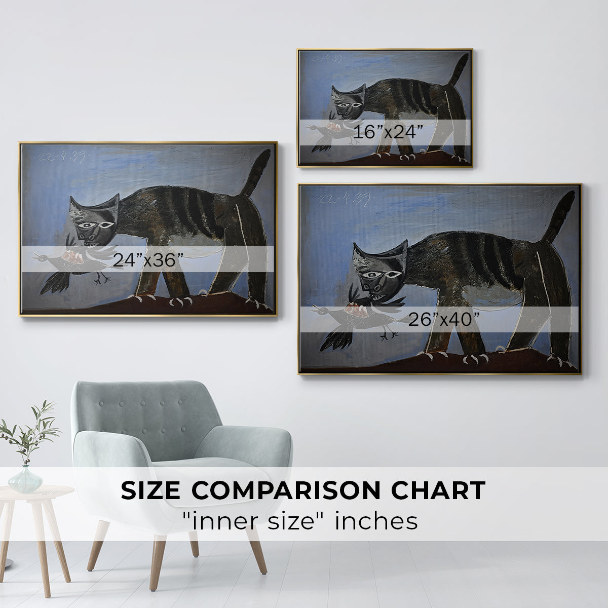 Cat Catching a Bird, 1939 - Floater Framed Canvas Print