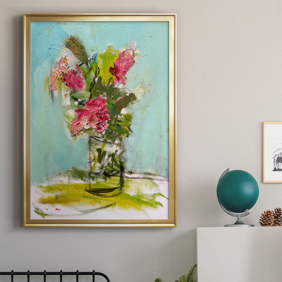 Turquoise Lilly - Modern Framed Canvas Print