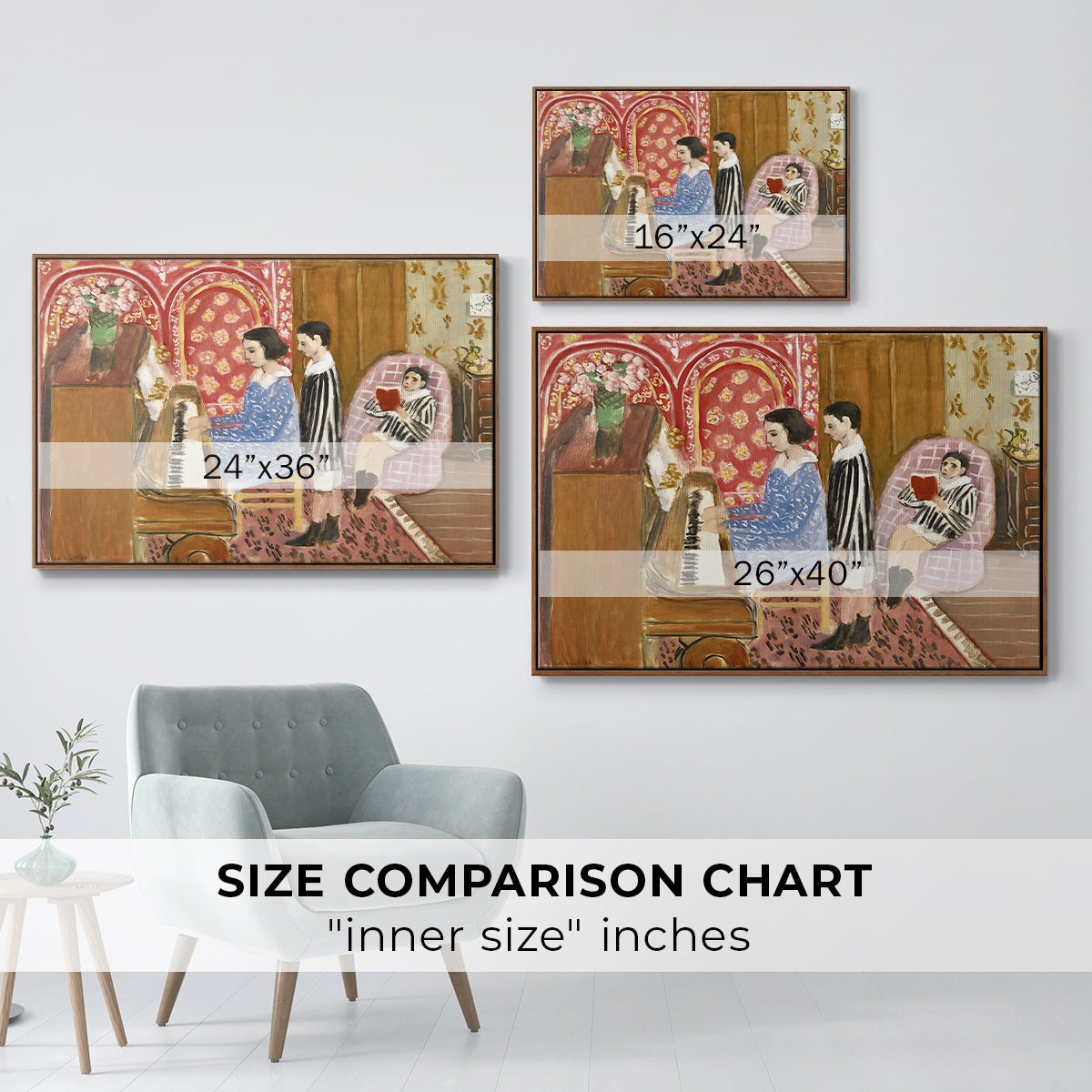 The Piano Lesson, 1923 - Floater Framed Canvas Print