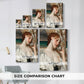 Size comparison chart for canvas art prints, showing multiple size options.