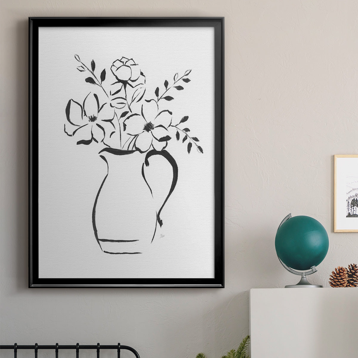 Sketchy Bouquet II - Modern Framed Canvas Print