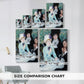 Size comparison chart for canvas art prints, showing multiple size options.