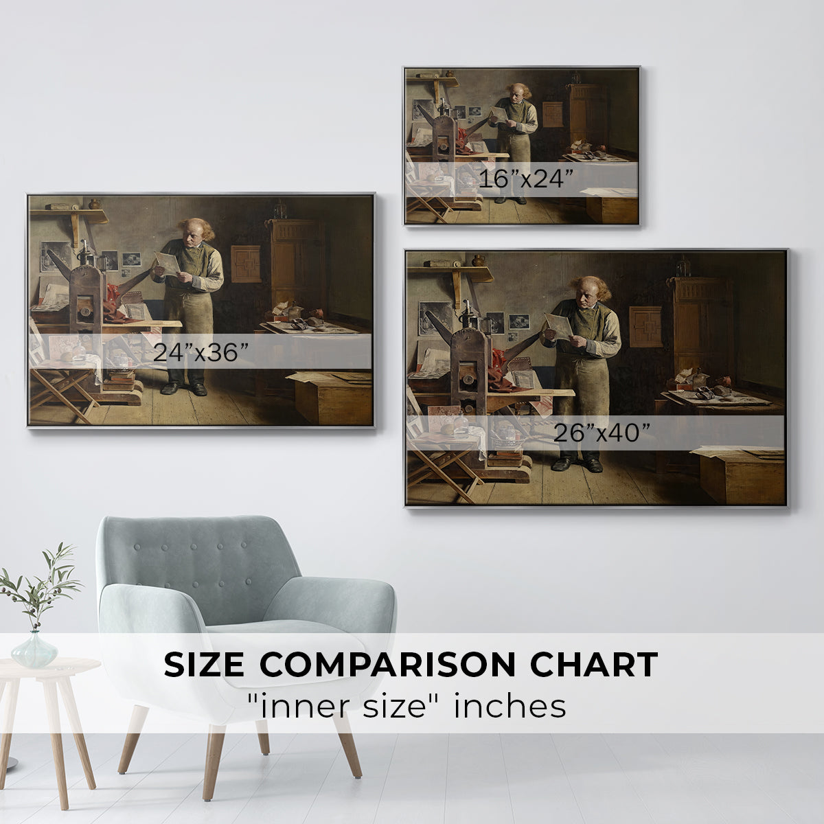 The Plate Printer, 1875 - Floater Framed Canvas Print