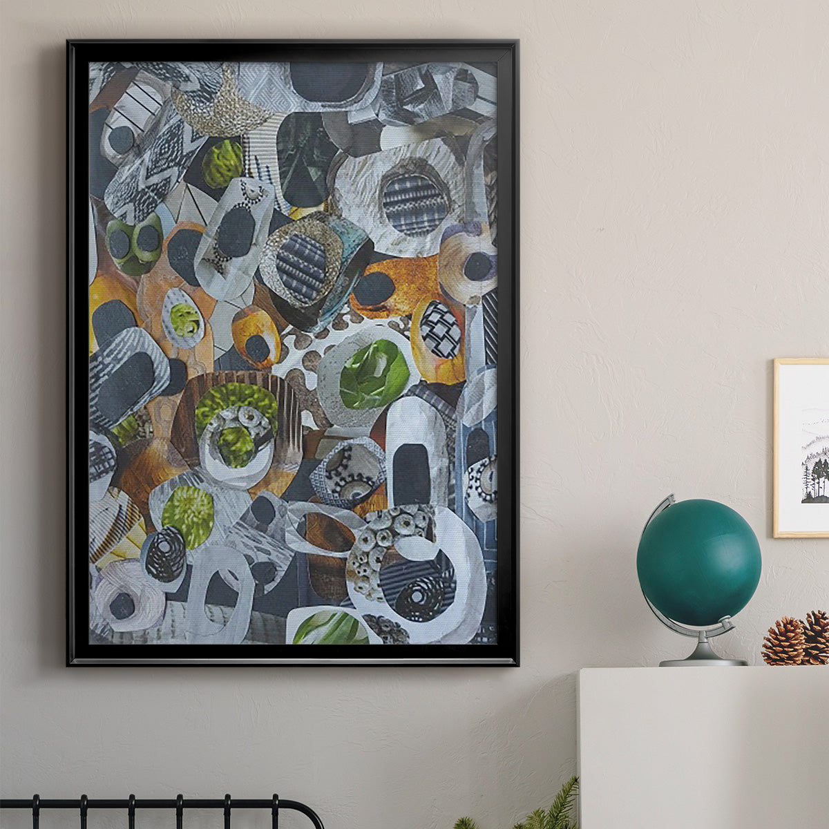 Big Sur Stones and Kelp - Modern Framed Canvas Print