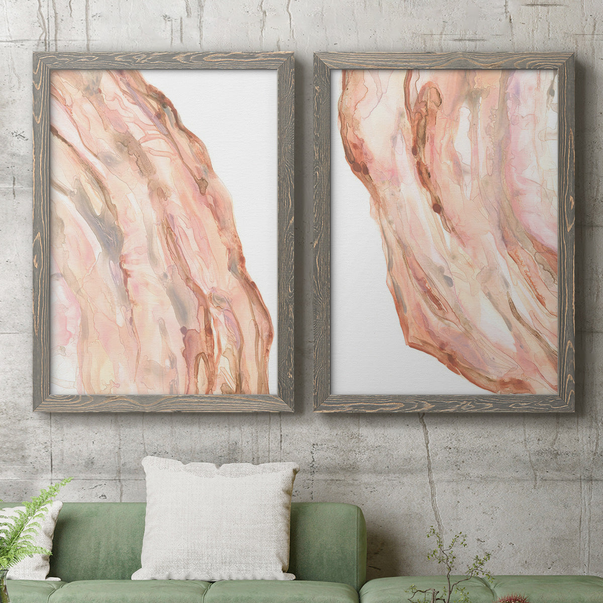 Rose Quartz I - Premium Framed Canvas 2 Piece Set - Ready to Hang