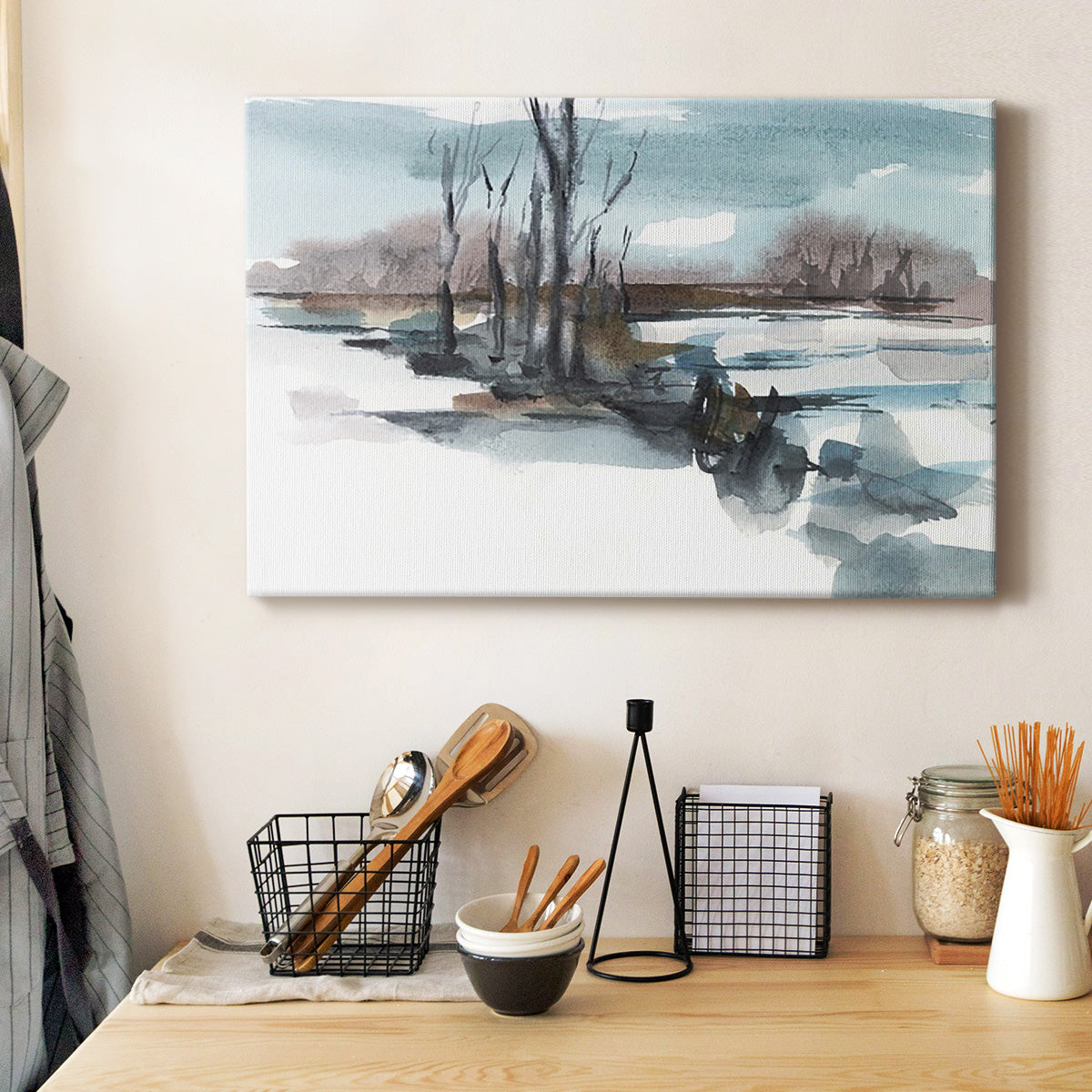 Winter Stream Watercolor II - Canvas Art Print