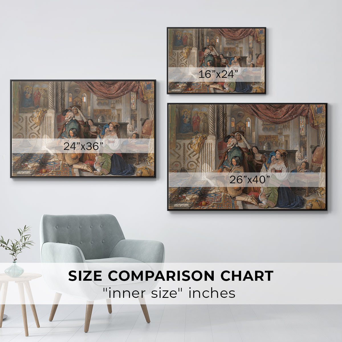 Roman Pilgrims, 1854 - Floater Framed Canvas Print