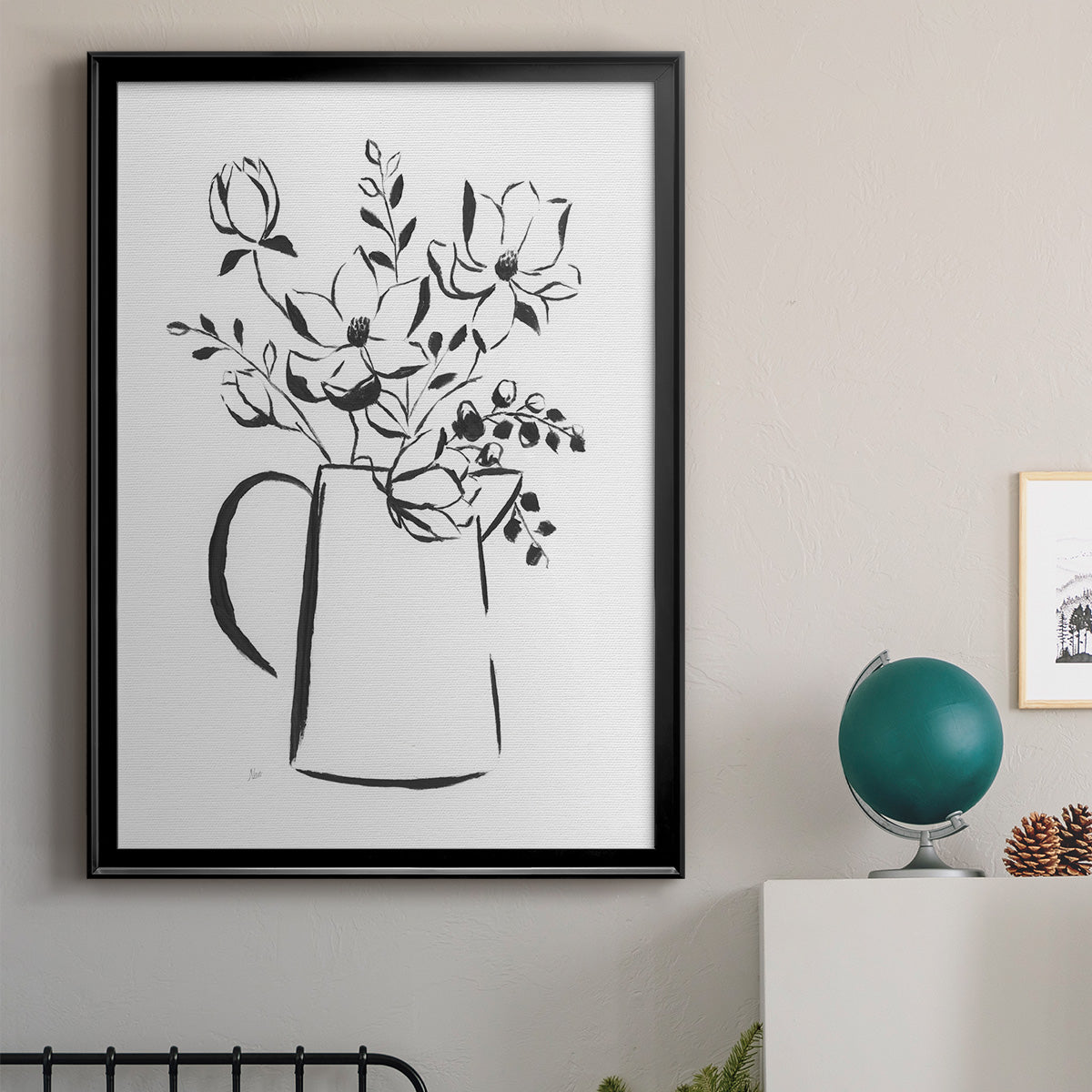 Sketchy Bouquet I - Modern Framed Canvas Print