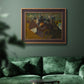 Impressionist cabaret interior scene by Henri de Toulouse-Lautrec in an ornate bronzed mahogany wood frame displayed in a dark-toned interior setting.