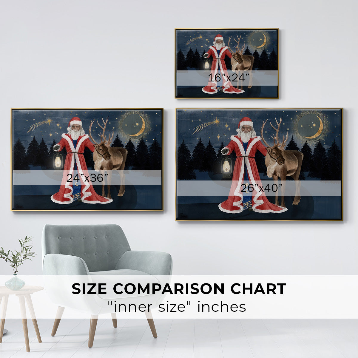 Celestial Christmas Collection A - Framed Gallery Wrapped Canvas in Floating Frame