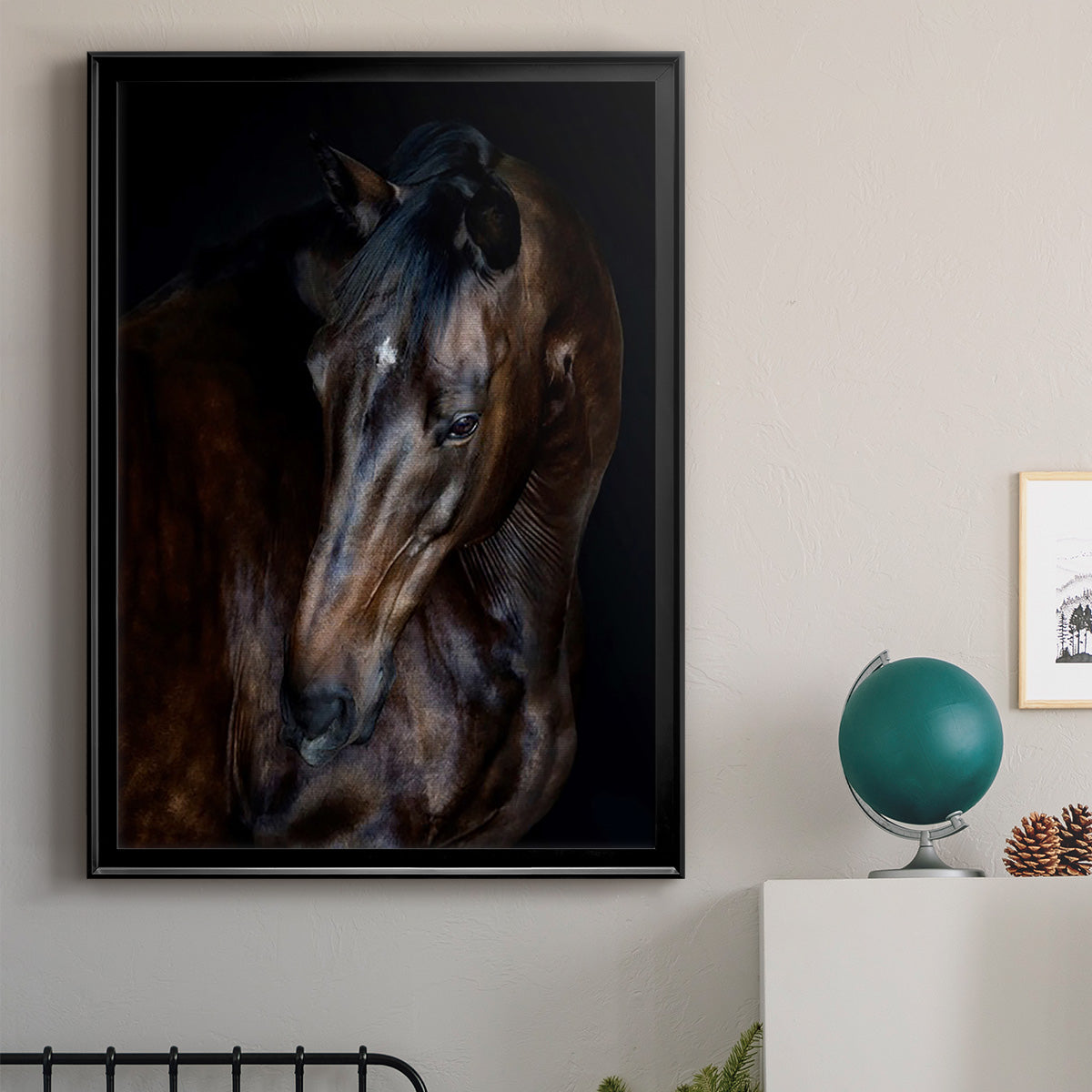 Sunlit Horses I - Modern Framed Canvas Print