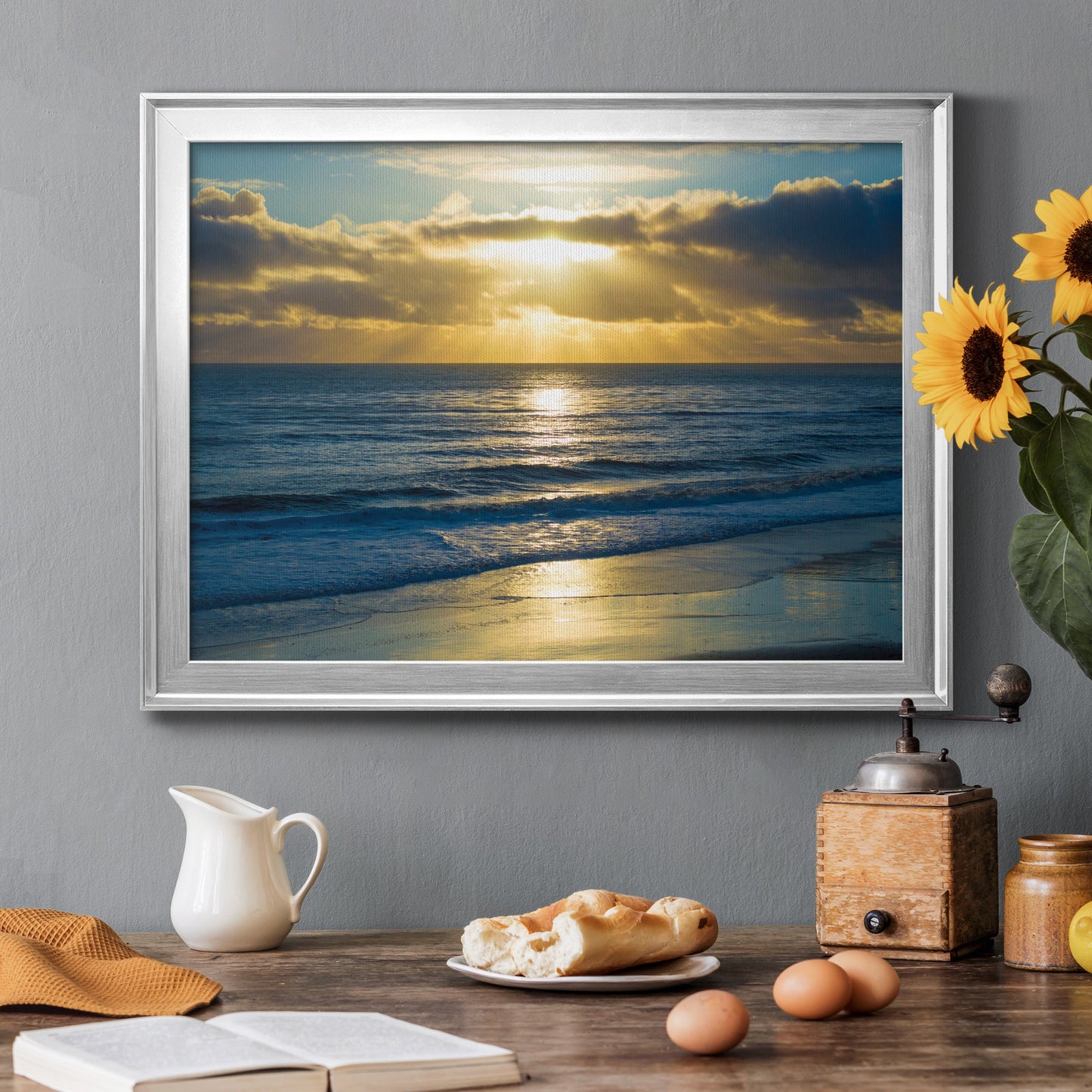 Beach Sunset Surfers Premium Classic Framed Canvas - Ready to Hang