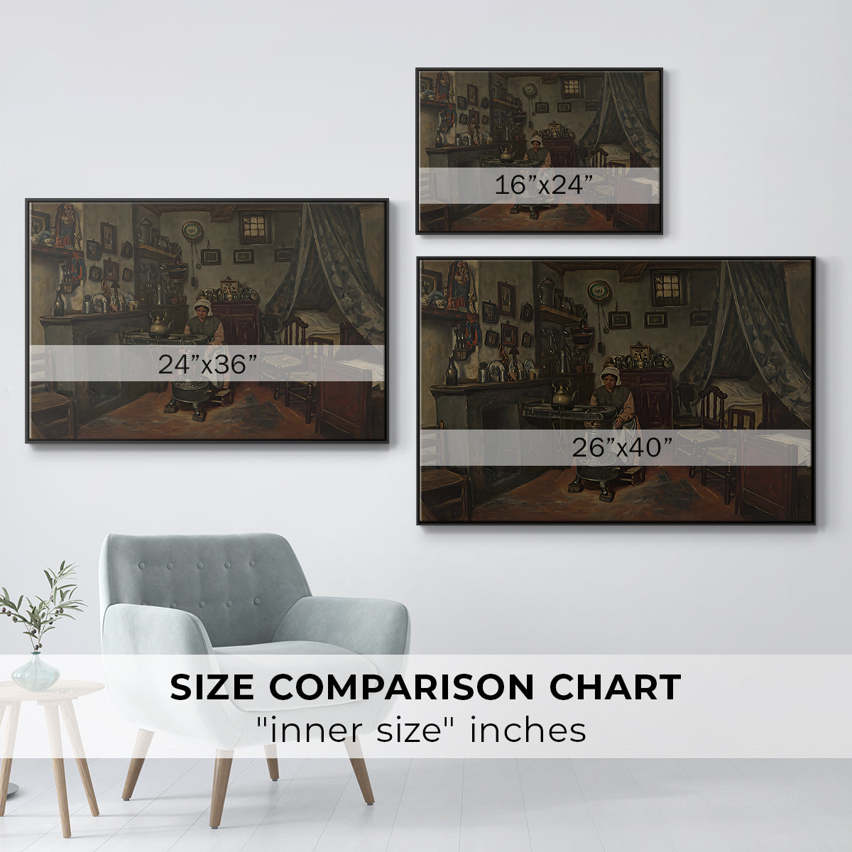 Interior, c. 1865-1870 - Floater Framed Canvas Print