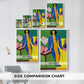 Size comparison chart for canvas art prints, showing multiple size options.