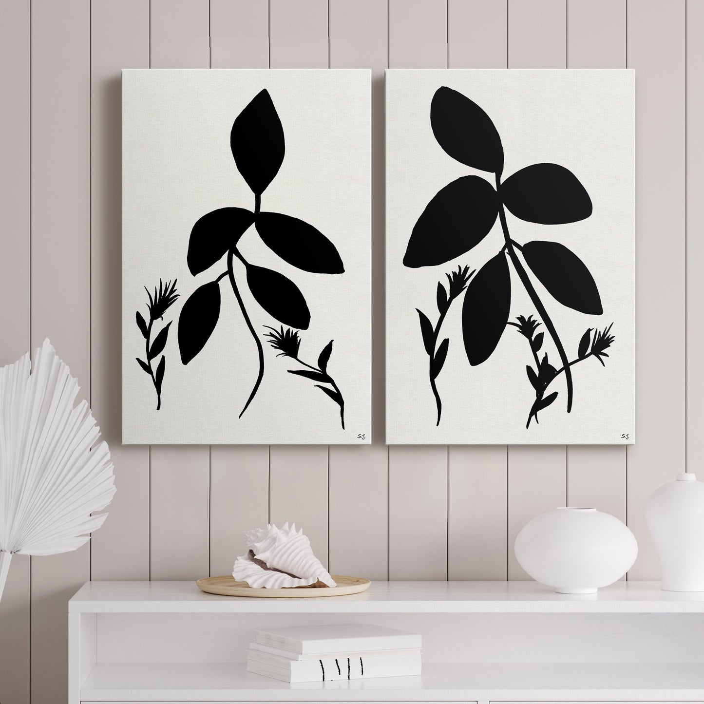 Silhouette Garden I Premium Gallery Wrapped Canvas - Ready to Hang - Set of 2