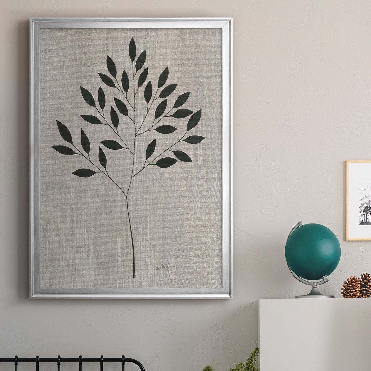 Leaves and Wood I - Modern Framed Canvas Print
