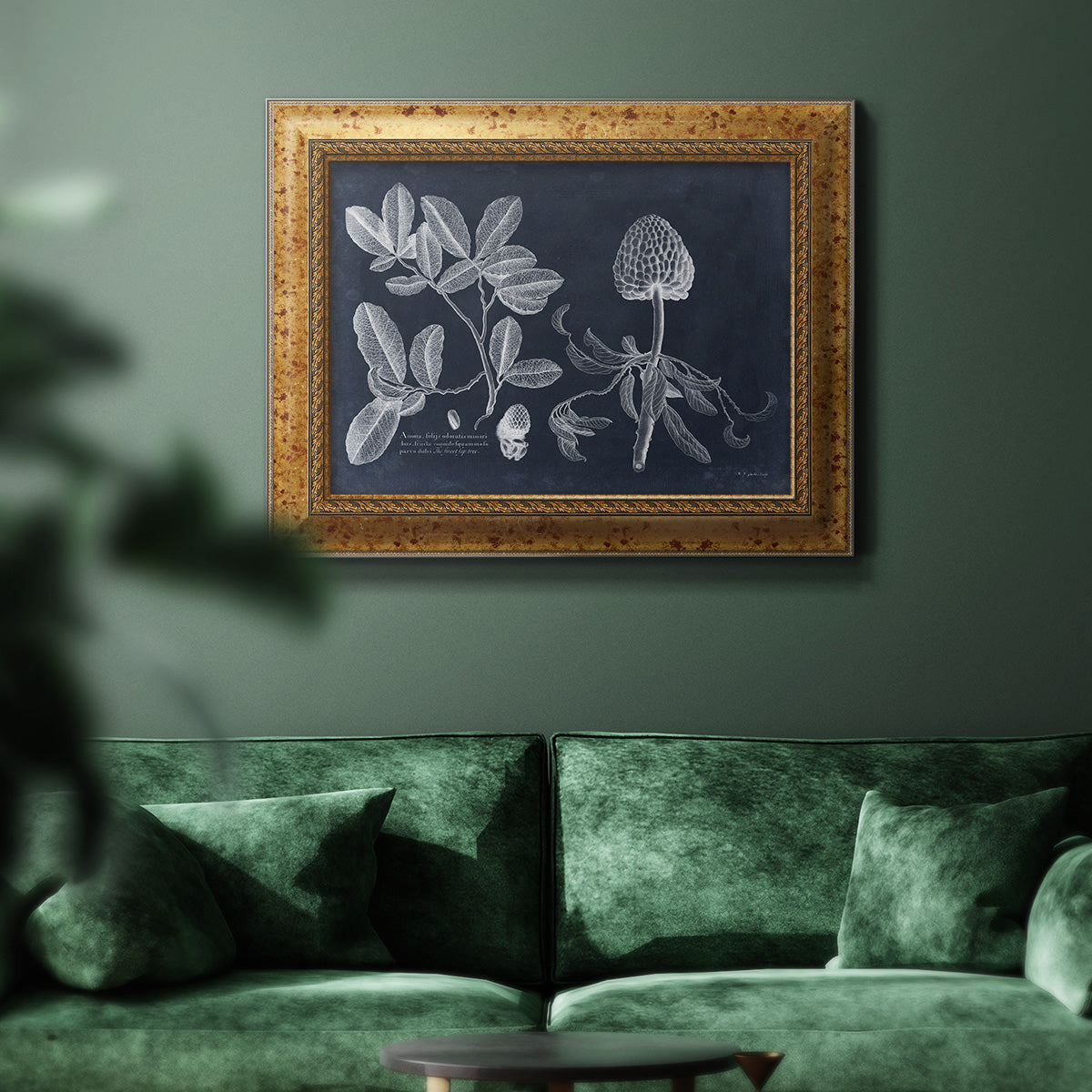 Foliage on Navy II Premium Framed Canvas- Ready to Hang