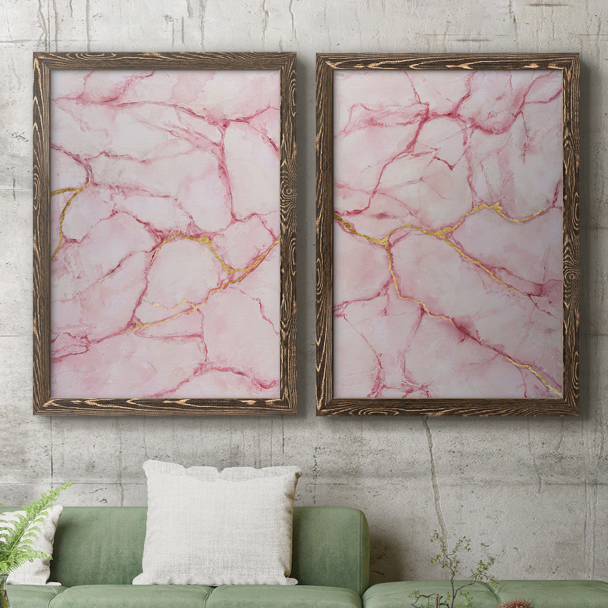 Rose Marble I - Premium Framed Canvas 2 Piece Set - Ready to Hang