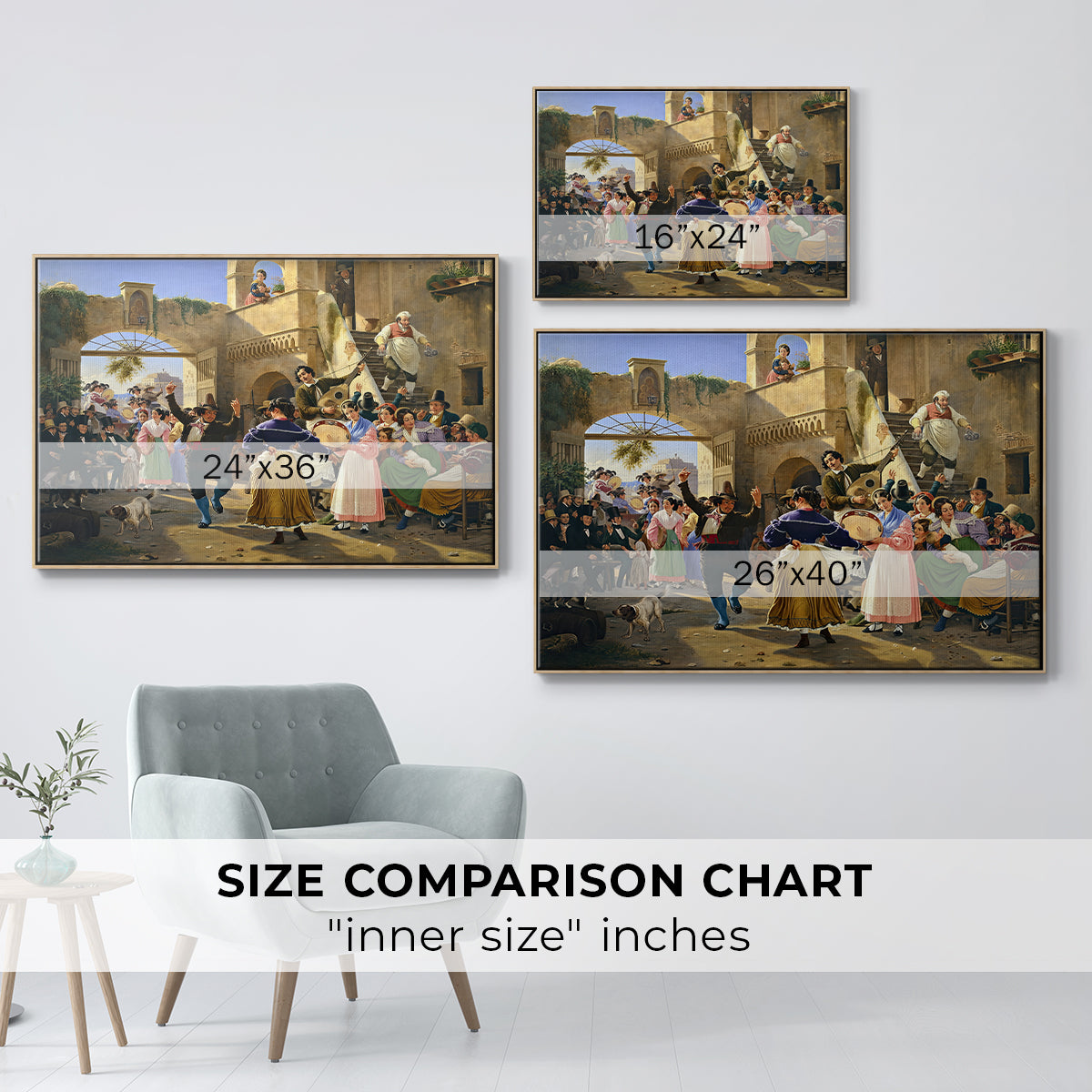 Romans Gathered for Merriment at an Osteria, 1839 - Floater Framed Canvas Print