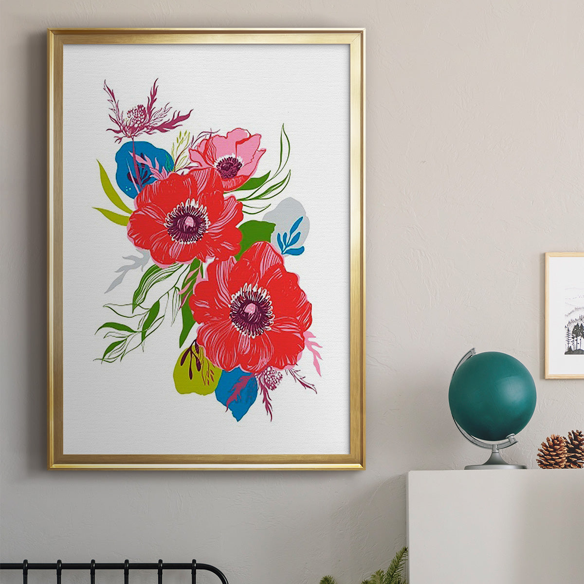 Brilliant Poppies II - Modern Framed Canvas Print