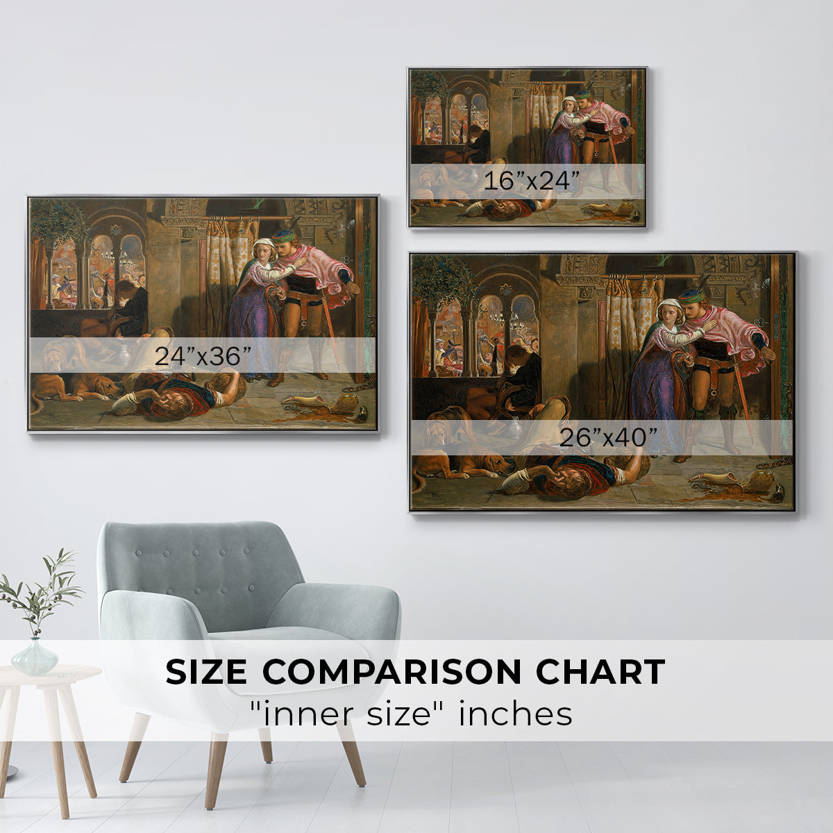 The Flight of Madeline and Porphyro, 1848 - Floater Framed Canvas Print