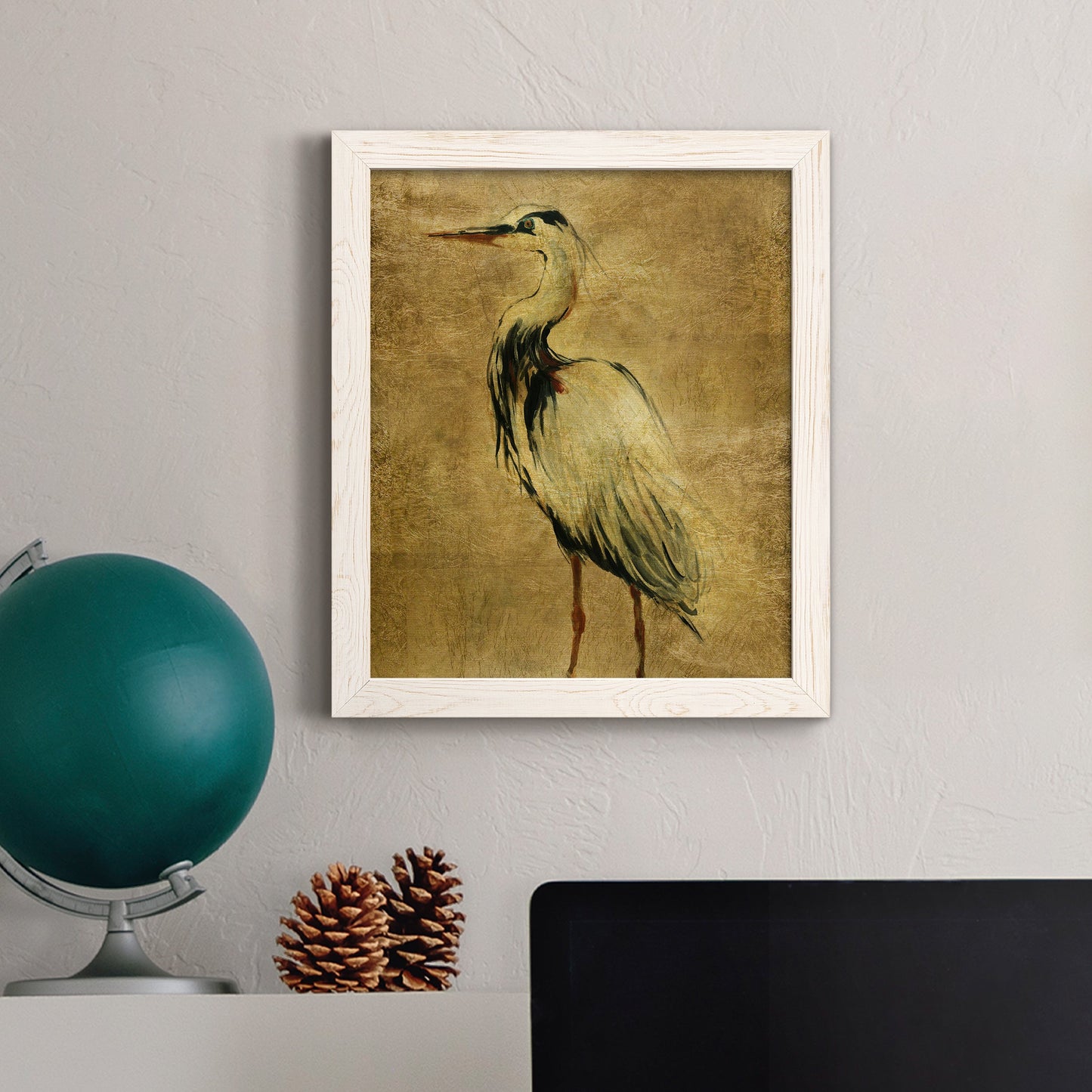 Gold Crane at Dusk II - Premium Canvas Framed in Barnwood - Ready to Hang