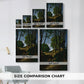 Size comparison chart for canvas art prints, showing multiple size options.