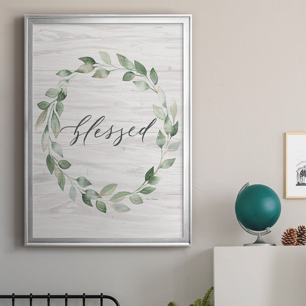 Blessed Wreath - Modern Framed Canvas Print