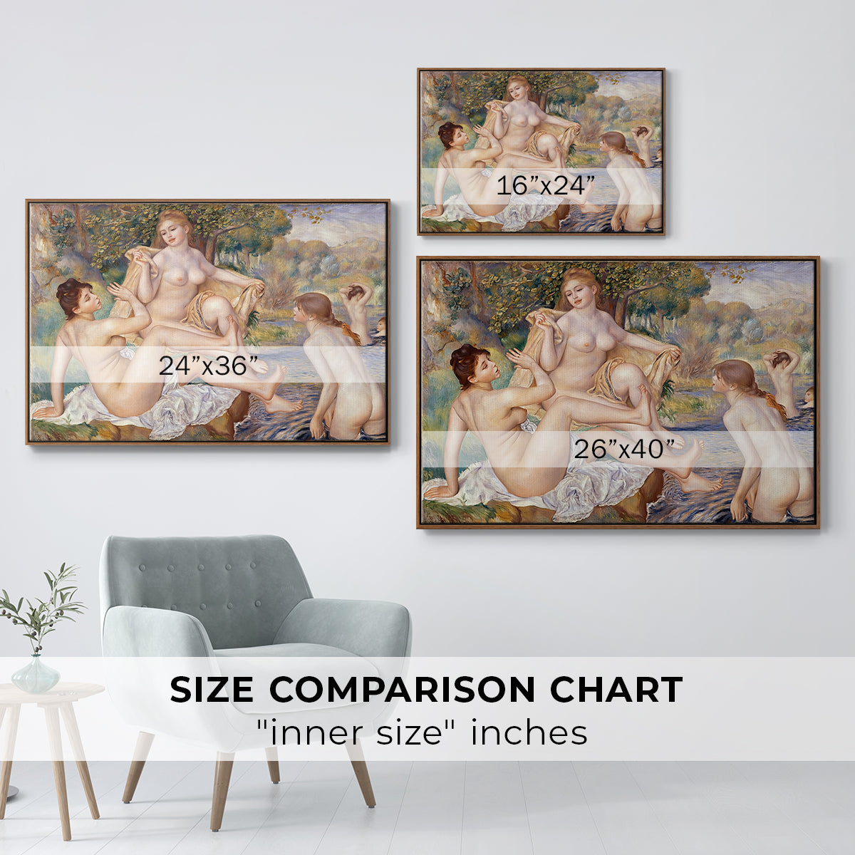 The Large Bathers, 1884-1887 - Floater Framed Canvas Print