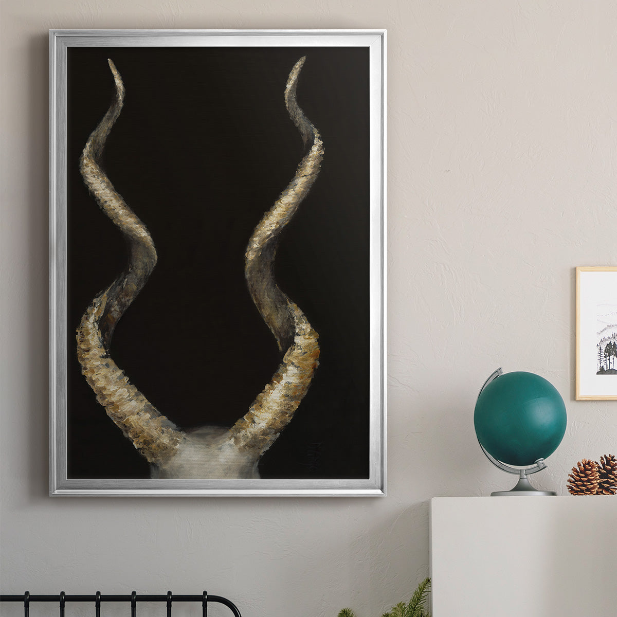 Spiral Antelope Horns -  Framed Canvas Print
