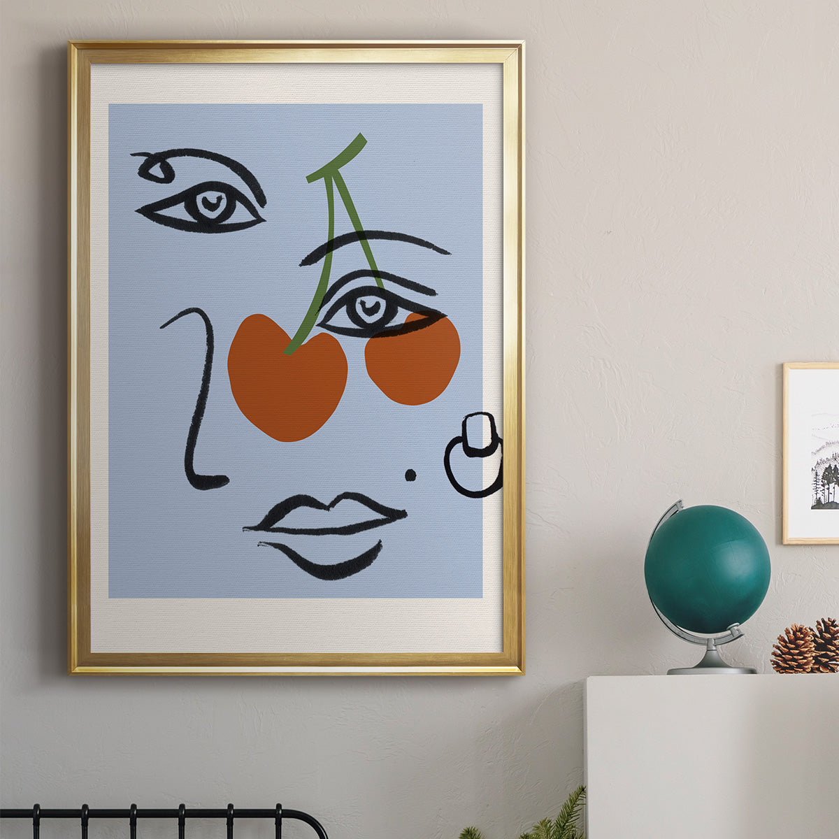 Cherry Baby II - Modern Framed Canvas Print