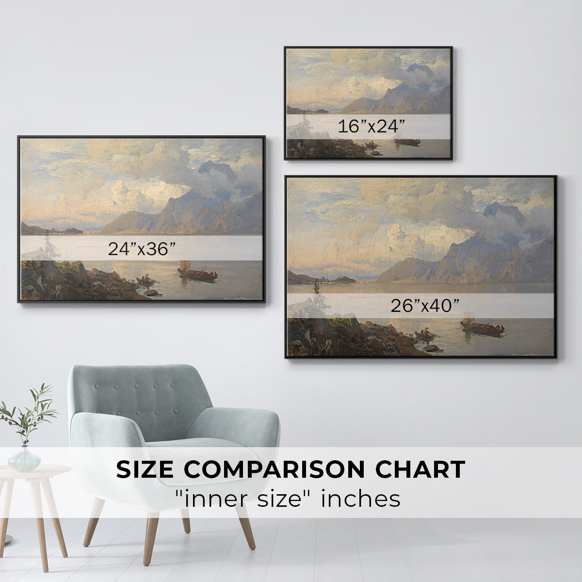 Traunsee, 1871 - Floater Framed Canvas Print